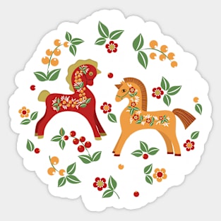 Folk horses pattern Sticker